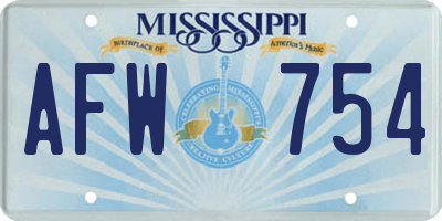 MS license plate AFW754