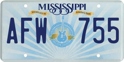 MS license plate AFW755