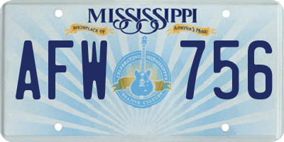 MS license plate AFW756