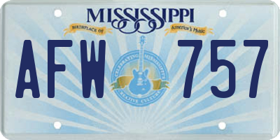 MS license plate AFW757