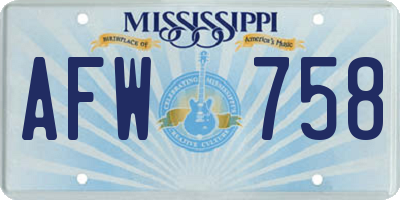 MS license plate AFW758