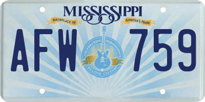 MS license plate AFW759