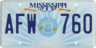 MS license plate AFW760