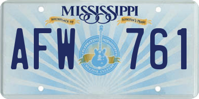 MS license plate AFW761