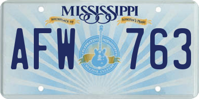 MS license plate AFW763