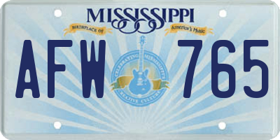 MS license plate AFW765