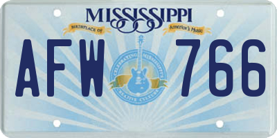 MS license plate AFW766