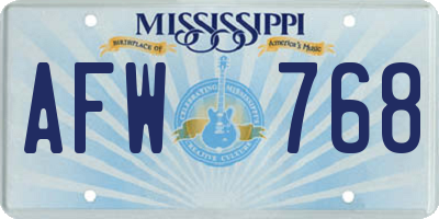 MS license plate AFW768