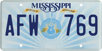 MS license plate AFW769