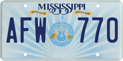 MS license plate AFW770