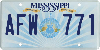 MS license plate AFW771