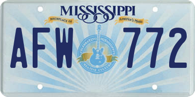 MS license plate AFW772