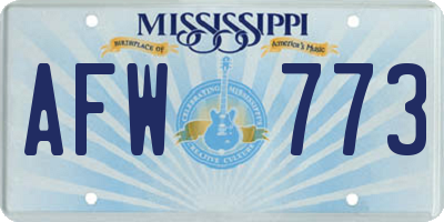 MS license plate AFW773