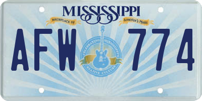 MS license plate AFW774