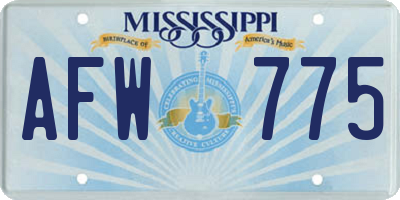 MS license plate AFW775