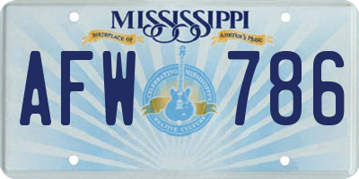 MS license plate AFW786