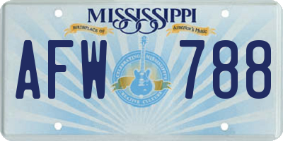 MS license plate AFW788