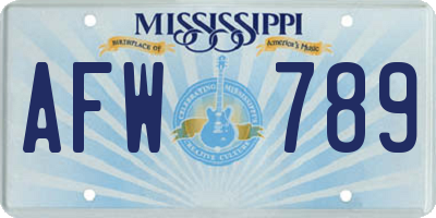 MS license plate AFW789