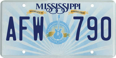 MS license plate AFW790
