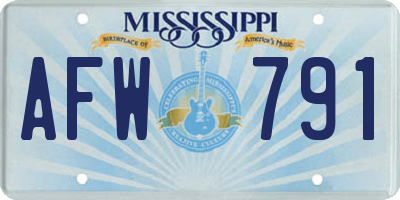 MS license plate AFW791
