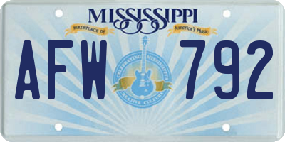 MS license plate AFW792