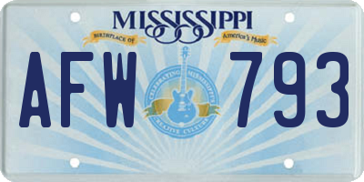 MS license plate AFW793