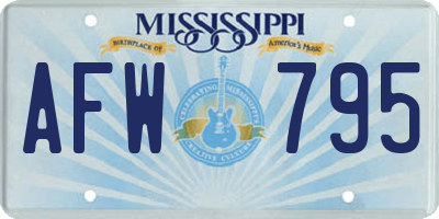 MS license plate AFW795