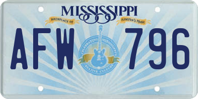 MS license plate AFW796