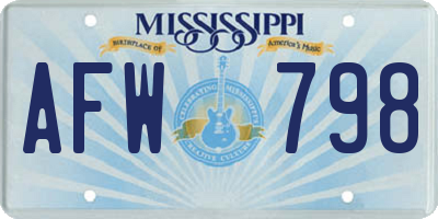 MS license plate AFW798