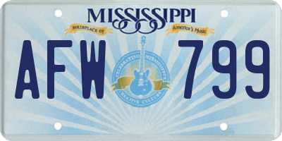 MS license plate AFW799