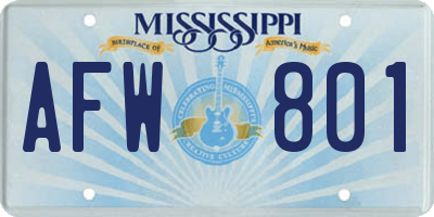 MS license plate AFW801