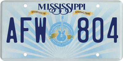 MS license plate AFW804