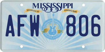 MS license plate AFW806