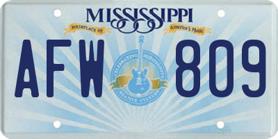 MS license plate AFW809