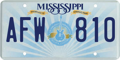MS license plate AFW810