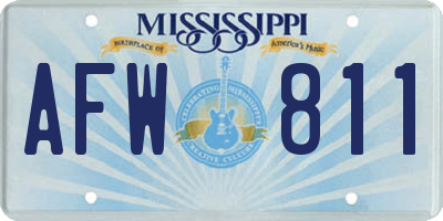 MS license plate AFW811