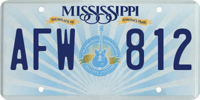 MS license plate AFW812