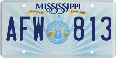 MS license plate AFW813