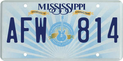 MS license plate AFW814