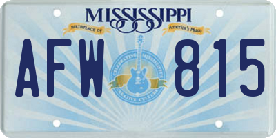 MS license plate AFW815
