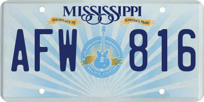 MS license plate AFW816