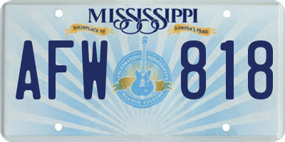 MS license plate AFW818