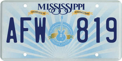 MS license plate AFW819