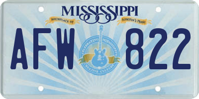 MS license plate AFW822