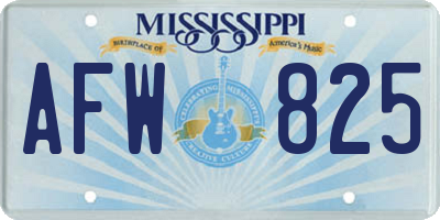 MS license plate AFW825