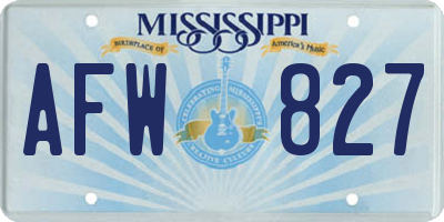 MS license plate AFW827