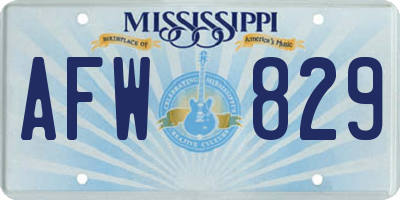 MS license plate AFW829