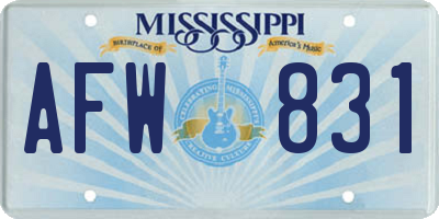 MS license plate AFW831