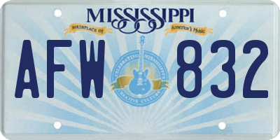 MS license plate AFW832