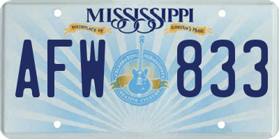 MS license plate AFW833